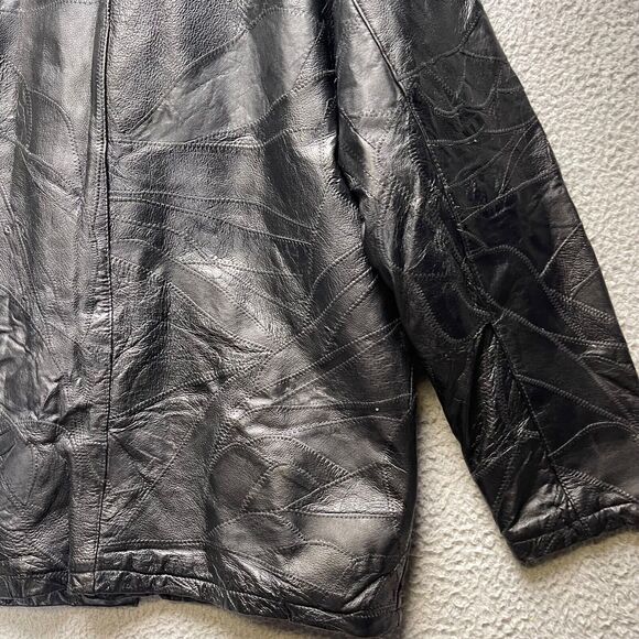 Leather Works Leather Jacket Mens Medium Black Button Front - Picture 14 of 16